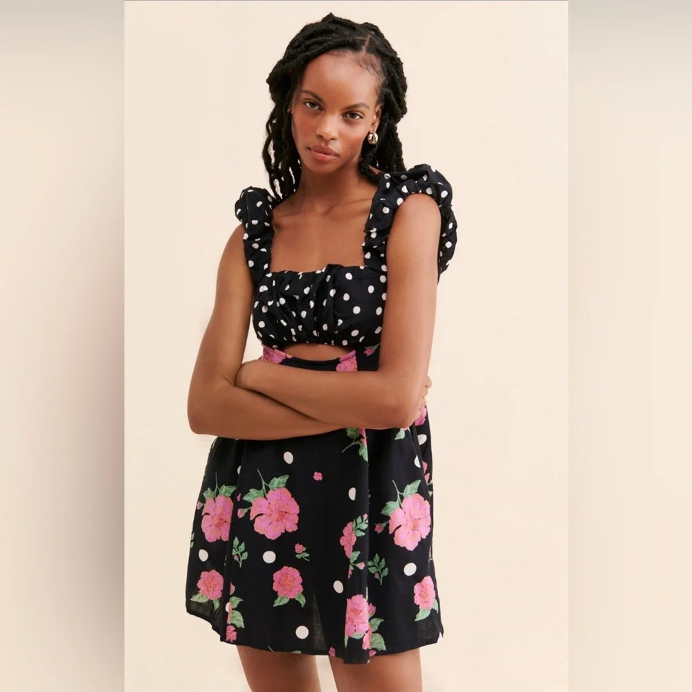 Free People| ‘Mixed Print Bom Bom Mini Dress’ - Picture 3 of 10